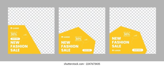 Set of minimal square social media banner template. Fashion sale social media and Instagram sale posts. Flat and minimalist.