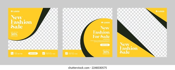 Set of minimal square social media banner template. Social media sale post. Flat and minimalist. Suitable for fashion sale