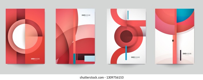 Set of minimal template in paper cut style design for branding, advertising with abstract shapes. Modern background for covers, invitations, posters, banners, flyers, placards. Vector illustration.