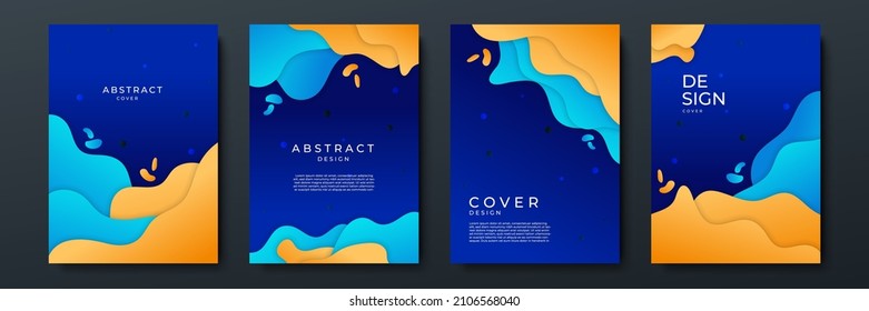 Set of minimal template in paper cut style design for branding, advertising with abstract shapes. Modern background for covers, invitations, posters, banners, flyers, placards. Vector illustration