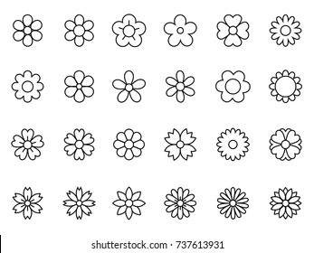 Set of Minimal Thin Line Flower Icon 