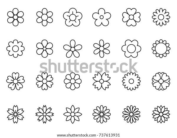 Set Minimal Thin Line Flower Icon Stock Vector (Royalty Free) 737613931