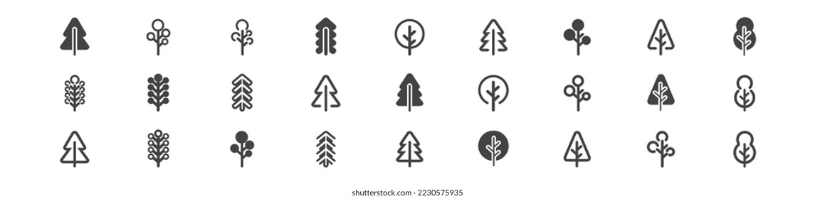 Set of minimal tree line icon.