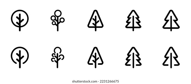 Set of minimal tree line icon.