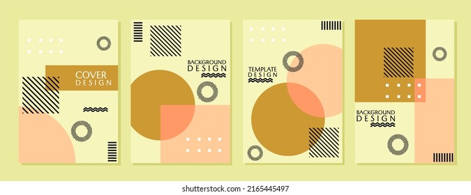 set of minimal and trendy geometric cover designs. pastel brown abstract background. book covers, reports, catalogs