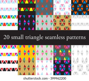 Set of minimal triangle seamless pattern background vector.