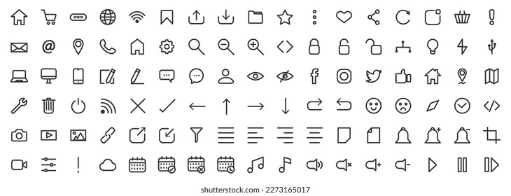 Set von minimalem UI-Websymbol. Rahmenvektor.