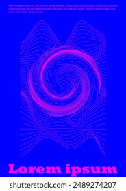 Set of Minimal Vector Banner Design with Circles and Wave Lines. Modern Background with Geometry Lines. Good for Business Template or Concert Brochure. Simple Style. Gentle Retro Pink Blue