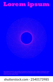 Conjunto de diseño de folleto de Vector mínimo con círculos y líneas de onda. Fondo Abstractas con líneas de remolino. Bueno para la identidad de marca o la invitación al Festival de Música. Estilo simple. Azul, amarillo, rosa.