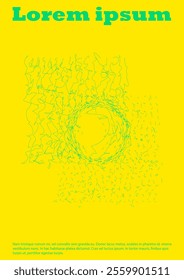 Set of Minimal Vector Brochure Design with Circles and Wave Lines. Modern Background with Geometry Lines. Good for Business Template or Concert Brochure. Trendy Style. Blue, Yellow, Pink.