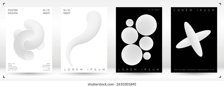 Set of Minimal Vector Cover Designs with Gradient Circles and Lines. Abstract Background with Swirl Lines. Ideal for Business Identity or Music Festival Poster. Digital Style
