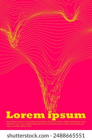 Conjunto de diseño de volante de Vector mínimo con círculos y líneas de onda. Fondo moderno con líneas geométricas. Bueno para la Plantilla de negocios o el folleto de conciertos. Estilo digital. Azul, Amarillo, Rosa.