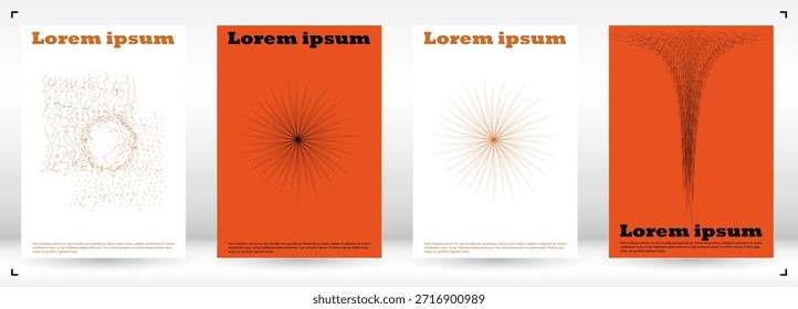 Conjunto de diseño de volante de Vector mínimo con círculos y líneas de onda. Fondo digital con ilusión óptica. Bueno para la identidad de marca o la invitación al Festival de Música. Estilo digital.