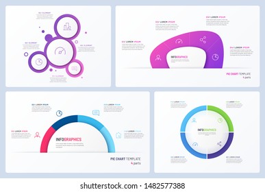 Set of minimal vector infographic templates. 4 options.