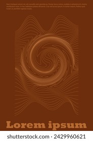 Conjunto de diseño de revista de vectores mínimos con círculos y líneas de onda. Fondo minimalista con líneas de movimiento. Bueno para plantilla de negocios o cartel de vida nocturna. Estilo plano. Colores Cálidos Marrones.