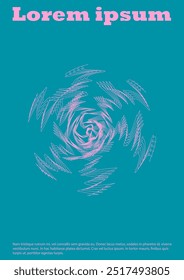 Conjunto de diseño de revista de Vector mínimo con círculos y líneas de onda. Fondo Abstractas con líneas de remolino. Bueno para la identidad de marca o la invitación al Festival de Música. Estilo geométrico. Gentle Retro Rosa Azul