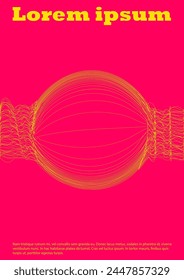 Set of Minimal Vector Page Design with Circles and Wave Lines. Abstract Background with Swirl Lines. Good for Brand Identity or Music Fest Invitation. Flat Style. Blue, Yellow, Pink.