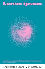 Set of Minimal Vector Page Design with Circles and Wave Lines. Abstract Background with Swirl Lines. Good for Business Template or Concert Brochure. Geometric Style. Gentle Retro Pink Blue