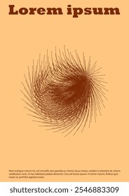 Conjunto de design de página de vetor mínimo com círculos e linhas de onda. Plano de fundo abstrato com linhas de redemoinho. Bom para modelo de negócios ou folheto de concerto. Estilo Suíço. Cores Quentes.