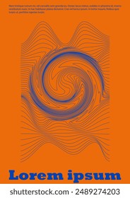 Set of Minimal Vector Placard Design with Circles and Wave Lines. Minimalistic Background with Motion Lines. Good for Business Identity or Music Fest Poster. Flat Style. Brawn Warm Colors.