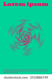 Conjunto de diseño de placa de Vector mínimo con círculos y líneas de onda. Fondo Abstractas con líneas de remolino. Bueno para la identidad de marca o la invitación al Festival de Música. Estilo suizo. Gentle Retro Rosa Azul