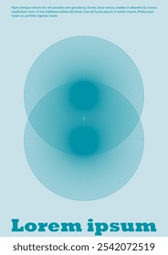Set of Minimal Vector Placard Design with Circles and Wave Lines. Minimalistic Background with Motion Lines. Good for Brand Identity or Music Fest Invitation. Swiss Style. Gentle Retro Pink Blue