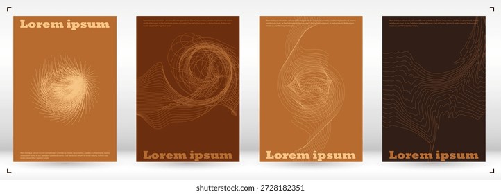 Conjunto de design de placa de vetor mínimo com círculos e linhas de onda. Fundo Digital com Ilusão Ótica. Bom para identidade de negócios ou cartaz do festival de música. Estilo Simples.