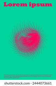 Set of Minimal Vector Poster Design with Circles and Wave Lines. Abstract Background with Swirl Lines. Good for Business Template or Concert Brochure. Futuristic Style. Gentle Retro Pink Blue