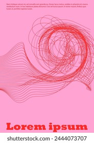 Set of Minimal Vector Poster Design with Circles and Wave Lines. Modern Background with Geometry Lines. Good for Business Template or Nightlife Placard. Geometric Style. Gentle Retro Pink Blue