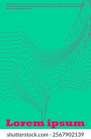 Set of Minimal Vector Poster Design with Circles and Wave Lines. Abstract Background with Swirl Lines. Good for Business Template or Concert Brochure. Hipster Style. Blue, Yellow, Pink.