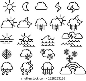 set of minimal weather icons 