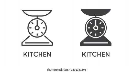 Set of Minimal Weight and Scales Related Vector Line Icons. Perfect Pixel. Outlined and Filled.