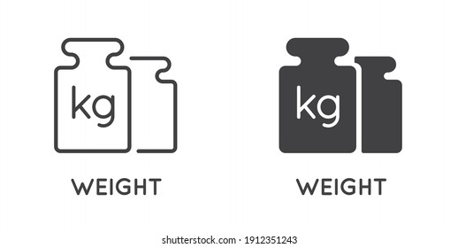 Set of Minimal Weight and Scales Related Vector Line Icons. Perfect Pixel. Outlined and Filled.