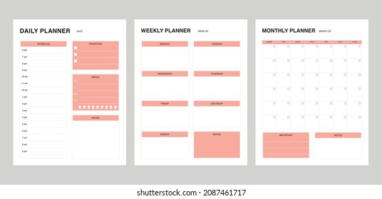 set of minimalis planner include daily,weekly and monthly planner