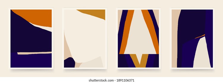 Set of minimalist abstract aesthetic illustrations. Modern style wall decor. Collection of contemporary artistic posters.