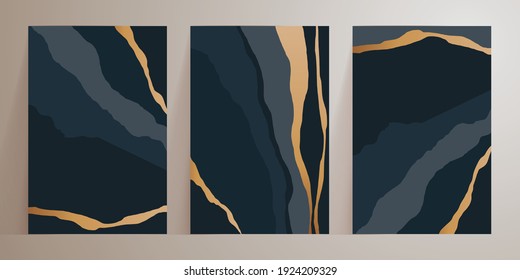 Set of minimalist abstract aesthetic illustrations. Universal artistic cards templates. Modern fashionable wall decor. Collection of contemporary artistic posters. design for cover, brochure, poster,