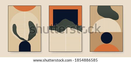 Set of minimalist abstract aesthetic illustrations. Modern style wall decor. Collection of contemporary artistic posters.