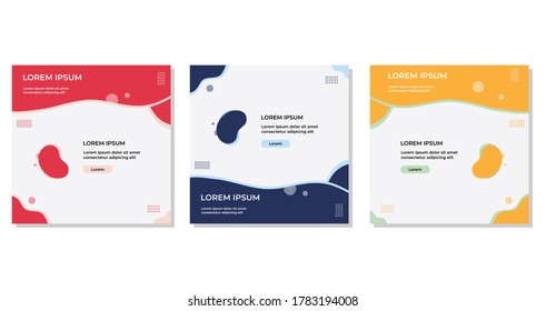 Set of minimalist abstract background with liquid, wave shapes and memphis element. Suitable for social media post templates, brochure, backdrop, banner, flyer, etc