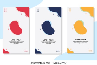Set of minimalist abstract background with liquid shapes and memphis style. Suitable for social media stories post templates, brochure, backdrop, banner, flyer, etc
