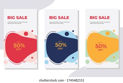 Set of minimalist abstract background with modern and easy editable concept, liquid shapes with memphis style. Suitable for social media stories post templates, brochure, backdrop, banner, flyer, etc