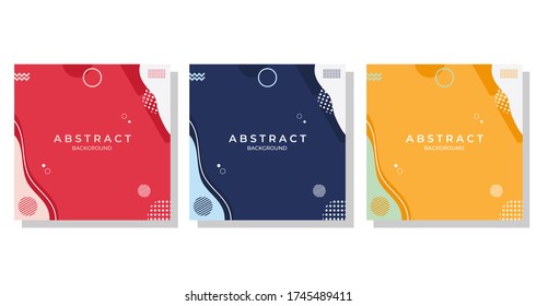 Set of minimalist abstract background with modern and easy editable concept, wave shapes with memphis style. Suitable for social media post templates, brochure, backdrop, banner, flyer, etc