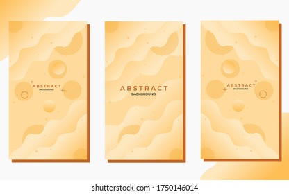 Set of minimalist abstract background with modern and Gold Sand concept, Liquid and wave shapes with memphis style. Suitable for social media stories post templates, summer time banners, brochure, etc