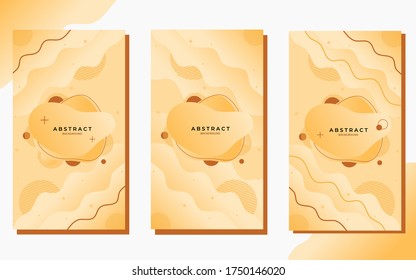 Set of minimalist abstract background with modern and Gold Sand concept, Liquid and wave shapes with memphis style. Suitable for social media stories post templates, summer time banners, brochure, etc