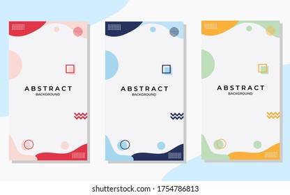 Conjunto de fondo abstracto minimalista con un concepto moderno y fácil de editar, formas de olas con estilo memphis. Adecuado para historias de medios sociales plantillas de publicaciones, folletos, antecedentes, banner, volante, etc