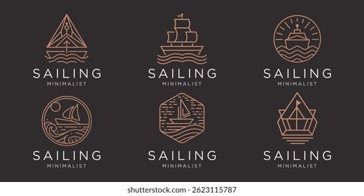 set of minimalist abstract line sailing logo design inspiration.