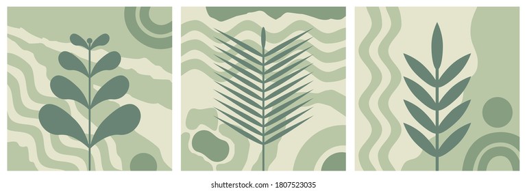 Conjunto de fondo de naturaleza abstracta minimalista en color pastel adecuado para banner, afiche, volante, post o historia en medios sociales, campaña de negocios, etc. Formas abstractas modernas de fondo con espacio para copiar.