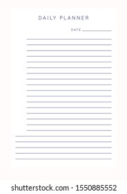 Set of minimalist abstract planners. Daily  planner template. Blank printable vertical notebook page with space for notes and goals. 
Business organizer. Paper sheet size A4.