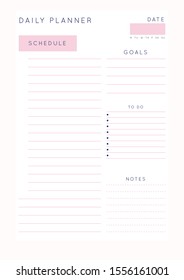 Set of minimalist abstract planners. Daily planner template. Blank printable vertical notebook page with space for notes and goals. 
Business organizer. Paper sheet size A4.