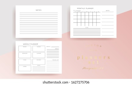 Minimalist Printable Planner Page Templates Monthly Stock Vector ...