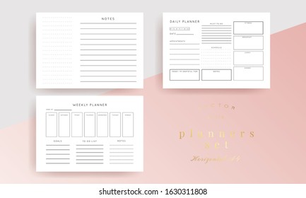 Minimalist Printable Planner Page Templates Monthly Stock Vector ...